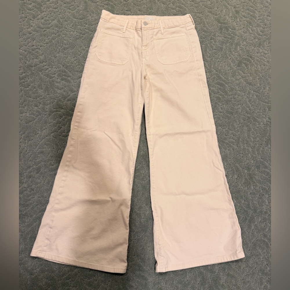Mother The Patch Pocket Roller skimp patch pocket Chalk wide leg Jeans size 30 - Picture 4 of 13